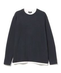 微起毛 ダブルフェイス フェイクレイヤー カットソー
