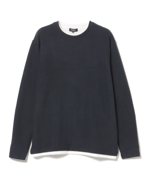 BEAMS HEART(ビームスハート)の「微起毛 ダブルフェイス フェイクレイヤー カットソー(Tシャツ/カットソー・メンズ・ブラック/グレー/ネイビー・M/S/XL/L)」の1枚目の写真