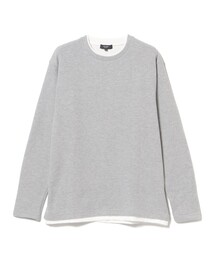 微起毛 ダブルフェイス フェイクレイヤー カットソー