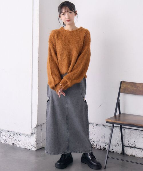 RETRO GIRL(レトロガール)の「起毛ニットPO(ニット/セーター・レディース・グリーン/オレンジ/ダークブルー/ナチュラル・FREE)」の18枚目の写真