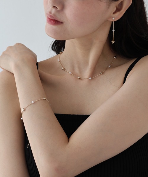 BLUEEAST（ブルーイースト）の「ハートパールステーションネックレス（ネックレス・レディース・シルバー/ゴールド/ゴールド系/シルバー系・FREE）」の13枚目の写真