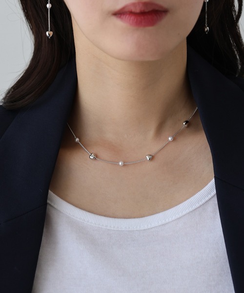 BLUEEAST（ブルーイースト）の「ハートパールステーションネックレス（ネックレス・レディース・シルバー/ゴールド/ゴールド系/シルバー系・FREE）」の5枚目の写真