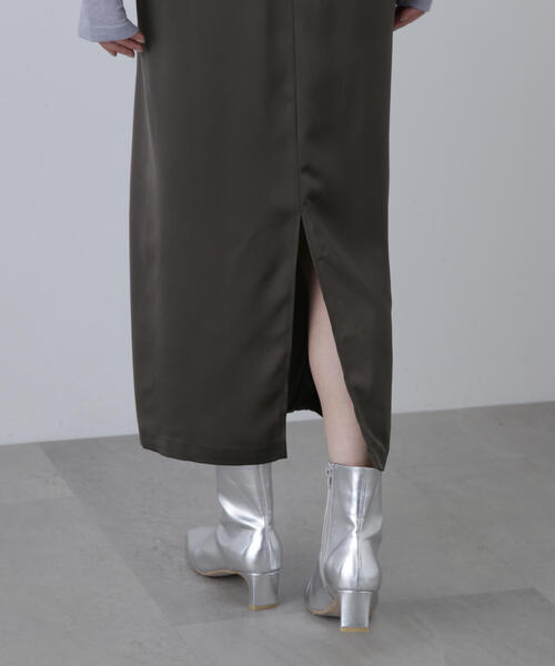 N.(N. Natural Beauty Basic)(エヌエヌナチュラルビューティーベーシック)の「◆ドロストサテンスカート(スカート・レディース・ブラウン/チャコールグレー・MEDIUM)」の14枚目の写真
