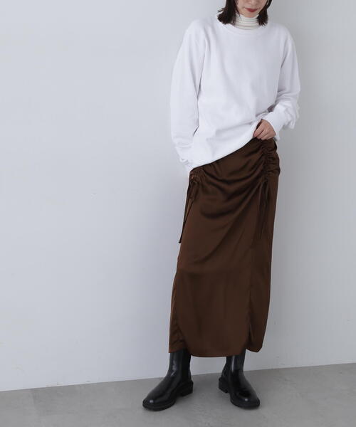 N.(N. Natural Beauty Basic)(エヌエヌナチュラルビューティーベーシック)の「◆ドロストサテンスカート(スカート・レディース・ブラウン/チャコールグレー・MEDIUM)」の17枚目の写真
