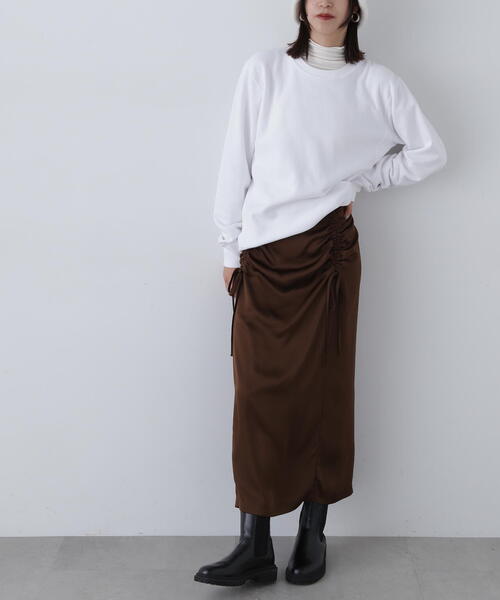 N.(N. Natural Beauty Basic)(エヌエヌナチュラルビューティーベーシック)の「◆ドロストサテンスカート(スカート・レディース・ブラウン/チャコールグレー・MEDIUM)」の18枚目の写真