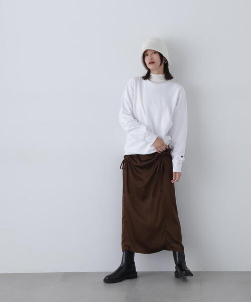 N.(N. Natural Beauty Basic)(エヌエヌナチュラルビューティーベーシック)の「◆ドロストサテンスカート(スカート・レディース・ブラウン/チャコールグレー・MEDIUM)」の19枚目の写真