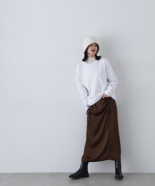 N.(N. Natural Beauty Basic)(エヌエヌナチュラルビューティーベーシック)の「◆ドロストサテンスカート(スカート・レディース・ブラウン/チャコールグレー・MEDIUM)」の20枚目の写真