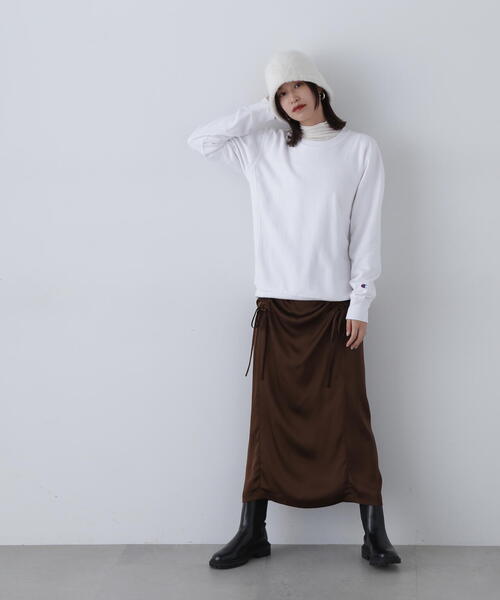 N.(N. Natural Beauty Basic)(エヌエヌナチュラルビューティーベーシック)の「◆ドロストサテンスカート(スカート・レディース・ブラウン/チャコールグレー・MEDIUM)」の21枚目の写真