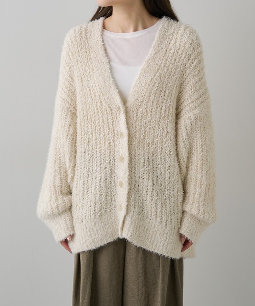 PUAL CE CIN(ピュアルセシン)の「異素材ミックス畦ニットカーディガン(カーディガン/ボレロ・レディース・ネイビー/アイボリー/ブルー・FREE)」の17枚目の写真