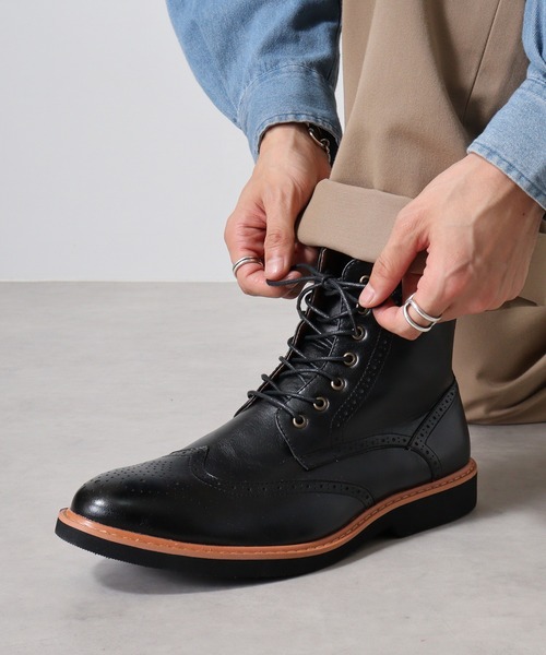 【セール】AAA+ ウィングチップレースアップ カントリーブーツ(ブーツ)|AAA+(サンエープラス) 【セール】AAA+ ウィングチップレースアップ カントリーブーツ(ブーツ)|AAA+(サンエープラス)