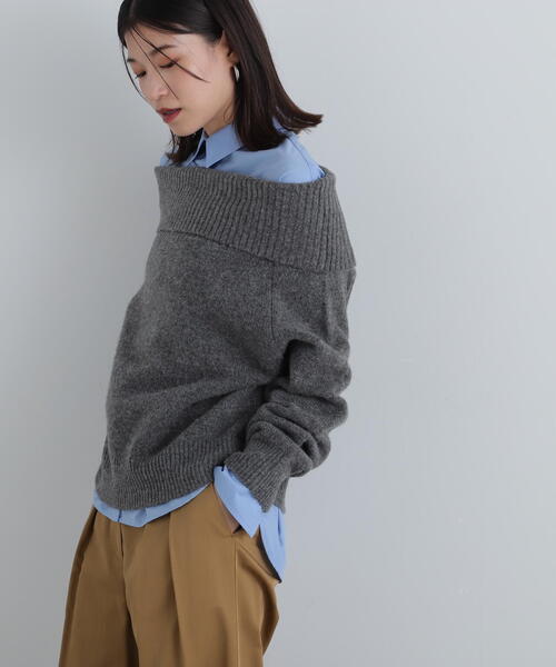 N.（N. Natural Beauty Basic）（エヌエヌナチュラルビューティーベーシック）の「◆オフショルダーニット（ニット/セーター・レディース・オフホワイト/チャコールグレー・MEDIUM）」の19枚目の写真