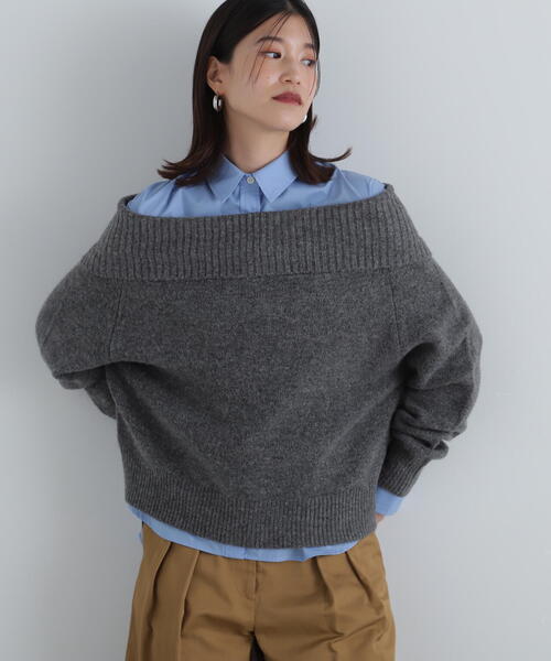 N.（N. Natural Beauty Basic）（エヌエヌナチュラルビューティーベーシック）の「◆オフショルダーニット（ニット/セーター・レディース・オフホワイト/チャコールグレー・MEDIUM）」の20枚目の写真