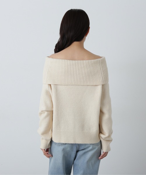 N.（N. Natural Beauty Basic）（エヌエヌナチュラルビューティーベーシック）の「◆オフショルダーニット（ニット/セーター・レディース・オフホワイト/チャコールグレー・MEDIUM）」の9枚目の写真
