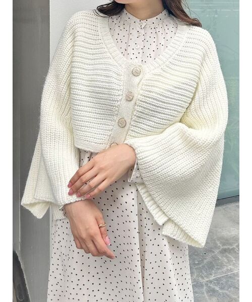 MERCURYDUO（マーキュリーデュオ）の「2WAYニットベストカーデ（カーディガン/ボレロ・レディース・オフホワイト/グレー・FREE）」の5枚目の写真