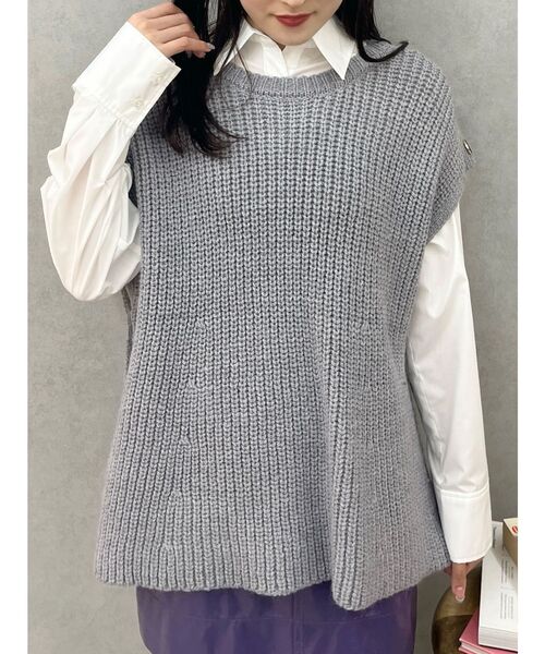 MERCURYDUO（マーキュリーデュオ）の「2WAYニットベストカーデ（カーディガン/ボレロ・レディース・オフホワイト/グレー・FREE）」の12枚目の写真