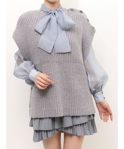 MERCURYDUO（マーキュリーデュオ）の「2WAYニットベストカーデ（カーディガン/ボレロ・レディース・オフホワイト/グレー・FREE）」の21枚目の写真