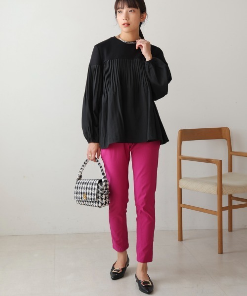 Bou Jeloud（ブージュルード）の「プリーツ切替トップス（Tシャツ/カットソー・レディース・A/ブラック/グレー・FREE）」の13枚目の写真