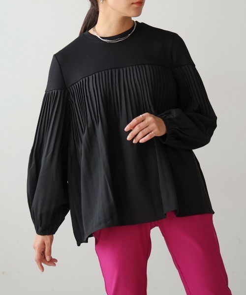 ブージュルード boujeloud 幻の即完売 カットソー セール】プリーツ切替トップス（Tシャツ/カットソー）｜Bou