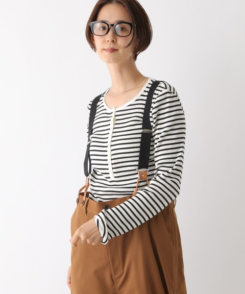 LEPSIM(レプシィム)の「リブヘンリーネックプルオーバー 134432(Tシャツ/カットソー・レディース・ホワイト×ブラック/ブラック/パープル/ネイビー・FREE)」の9枚目の写真