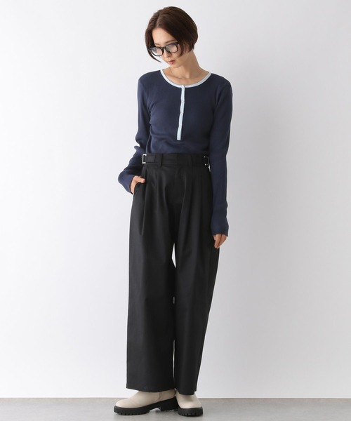 LEPSIM(レプシィム)の「リブヘンリーネックプルオーバー 134432(Tシャツ/カットソー・レディース・ホワイト×ブラック/ブラック/パープル/ネイビー・FREE)」の15枚目の写真