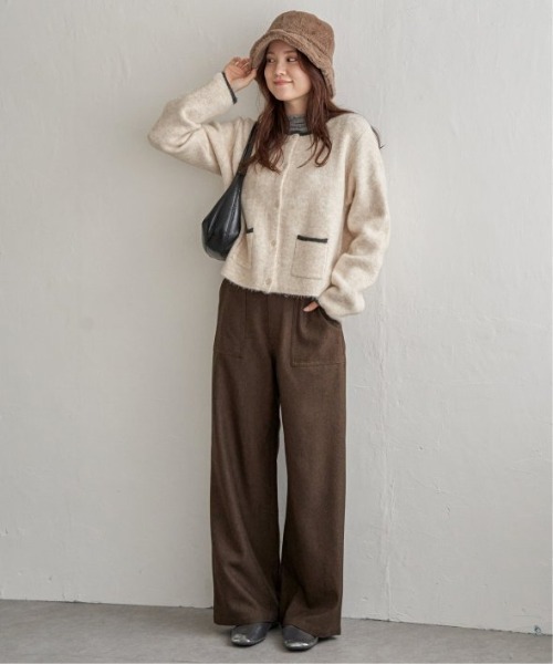 LBC(エルビーシー)の「配色ポケットショートカーディガン(カーディガン/ボレロ・レディース・オフホワイト/グリーン/オレンジ/グレー・M/L)」の6枚目の写真