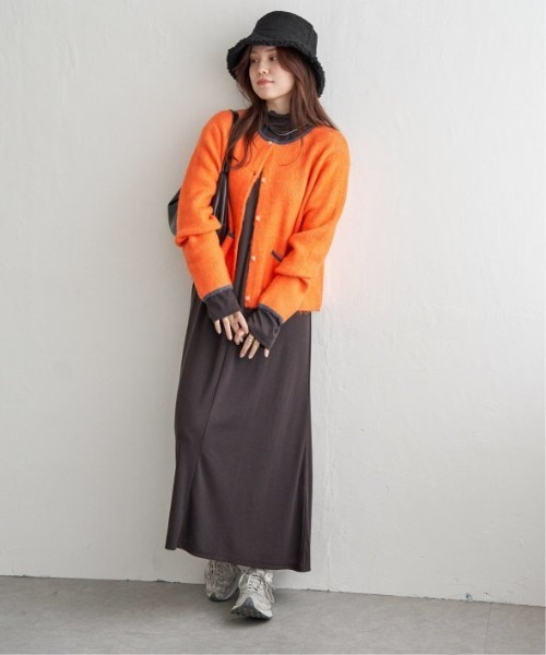 LBC(エルビーシー)の「配色ポケットショートカーディガン(カーディガン/ボレロ・レディース・オフホワイト/グリーン/オレンジ/グレー・M/L)」の7枚目の写真