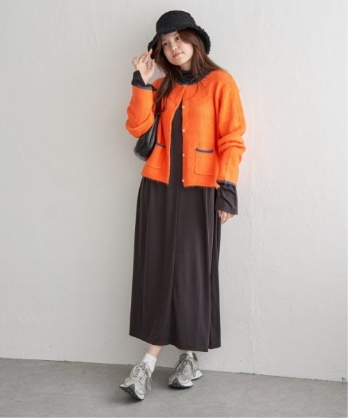 LBC(エルビーシー)の「配色ポケットショートカーディガン(カーディガン/ボレロ・レディース・オフホワイト/グリーン/オレンジ/グレー・M/L)」の8枚目の写真