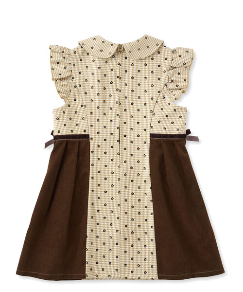 SLAP SLIP（スラップスリップ）の「【お揃い】千鳥格子小花柄コールテンサイド切り替え肩フリルジャンパースカート(90~140cm)（ジャンパースカート・キッズ・ブルー/ベージュ系その他・130cm/120cm/90cm/110cm/100cm/140cm）」の11枚目の写真