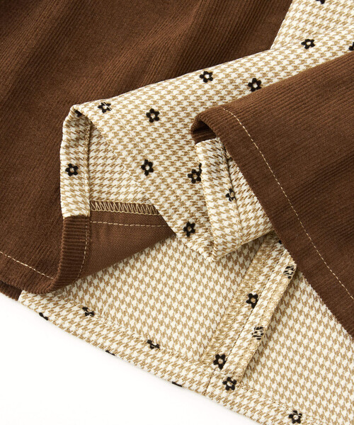 SLAP SLIP（スラップスリップ）の「【お揃い】千鳥格子小花柄コールテンサイド切り替え肩フリルジャンパースカート(90~140cm)（ジャンパースカート・キッズ・ブルー/ベージュ系その他・130cm/120cm/90cm/110cm/100cm/140cm）」の13枚目の写真