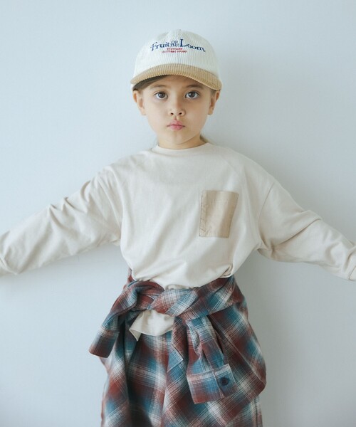 green label relaxing(グリーンレーベルリラクシング)の「【別注】<FRUIT OF THE LOOM>EX コーデュロイキャップ /帽子 / キッズ(キャップ・キッズ・レッド/オフホワイト・FREE(54-56cm))」の4枚目の写真