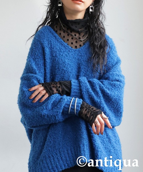 antiqua(アンティカ)の「ドットシアーコントラストトップス(Tシャツ/カットソー・レディース・ブラック・ONESIZE)」の11枚目の写真