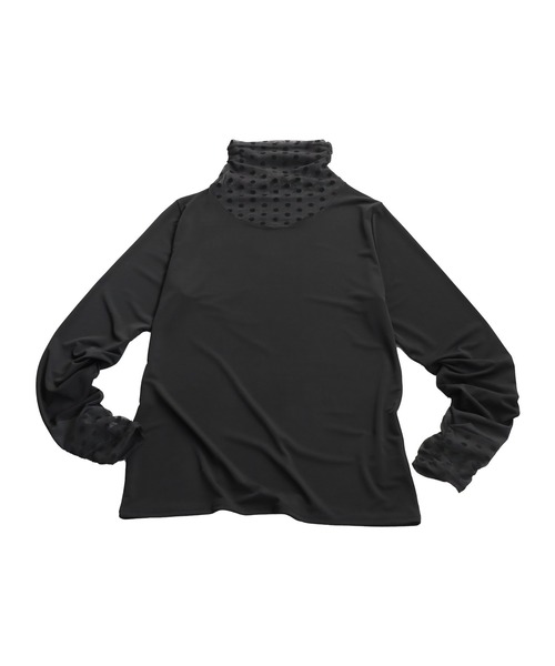antiqua(アンティカ)の「ドットシアーコントラストトップス(Tシャツ/カットソー・レディース・ブラック・ONESIZE)」の13枚目の写真