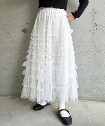 チュールティアードスカート