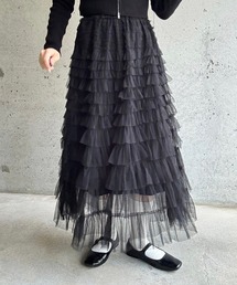 チュールティアードスカート