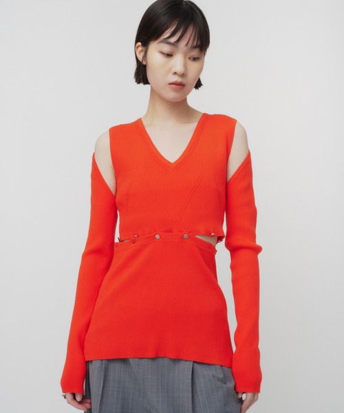 THINGS THAT MATTER(シングス ザット マター)の「MANY WAY KNIT / メニーウェイニット(ニット/セーター・レディース・グレー/レッド/ブラック・FREE)」の4枚目の写真