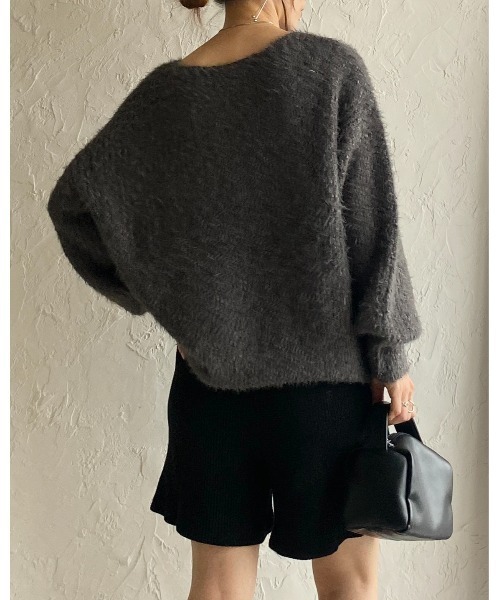 She's Closet（シーズクローゼット）の「ボリュームスリーブミドル丈ミックスカラーざっくりシャギーニット（ニット/セーター・レディース・チャコールグレー/アイボリー/グレイッシュベージュ・FREE）」の20枚目の写真
