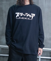 スラッシャア L/S T-SHIRTS/スラッシャーリラックスサイジングフロントカタカナブランドロゴロゴプリント長袖Tシャツ