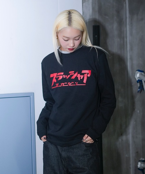 THRASHER（スラッシャー）の「スラッシャア L/S T-SHIRTS/スラッシャーリラックスサイジングフロントカタカナブランドロゴロゴプリント長袖Tシャツ（Tシャツ/カットソー・メンズ・ホワイト×ブラック/ブラック×レッド/ブラック×ホワイト・MEDIUM/LARGE/X-LARGE/XX-LARGE）」の21枚目の写真