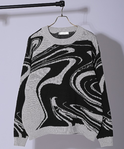 LUXSTYLE(ラグスタイル)の「総柄クルーネックニット(ニット/セーター・メンズ・ブルー/グレー/ブラック・M/L)」の16枚目の写真