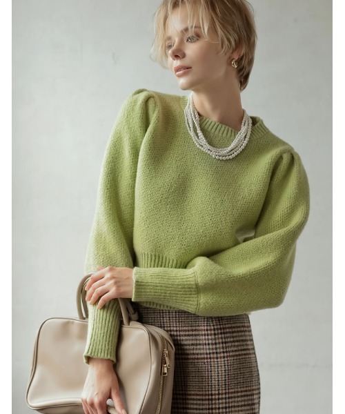 ニット セーター 「2024-25 WINTER COLLECTION」パワーショルダーソフトニットトップス レディース 2024-25 WINTER COLLECTION]パワーショルダーソフトニット