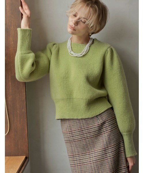 ニット セーター 「2024-25 WINTER COLLECTION」パワーショルダーソフトニットトップス レディース 2024-25 WINTER COLLECTION]パワーショルダーソフトニット