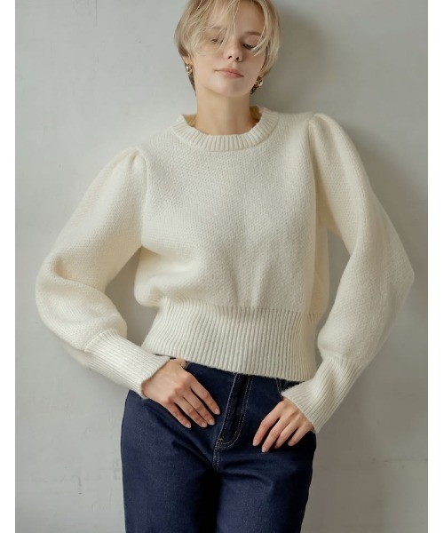 ニット セーター 「2024-25 WINTER COLLECTION」パワーショルダーソフトニットトップス レディース 2024-25 WINTER COLLECTION]パワーショルダーソフトニット