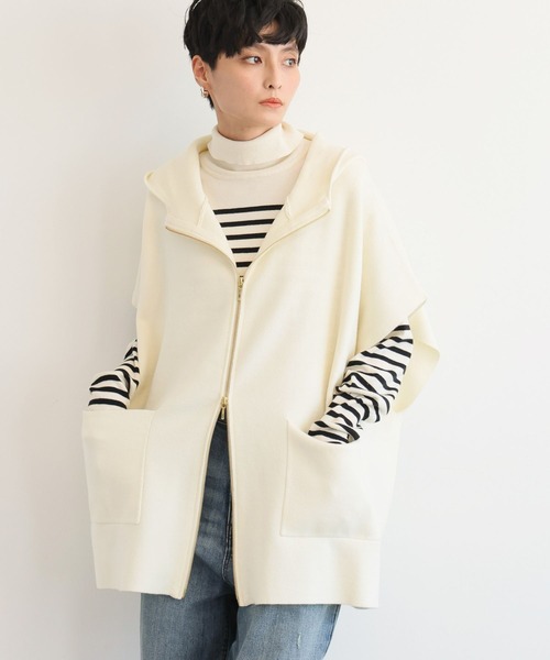 BARNYARDSTORM（バンヤードストーム）の「BARNYARDSTORM / ミラノリブフーディーポンチョ　セットアップ対応（ベスト・レディース・ホワイト/ブラック/グレー/ブラウン/ホワイト系その他・FREE）」の6枚目の写真