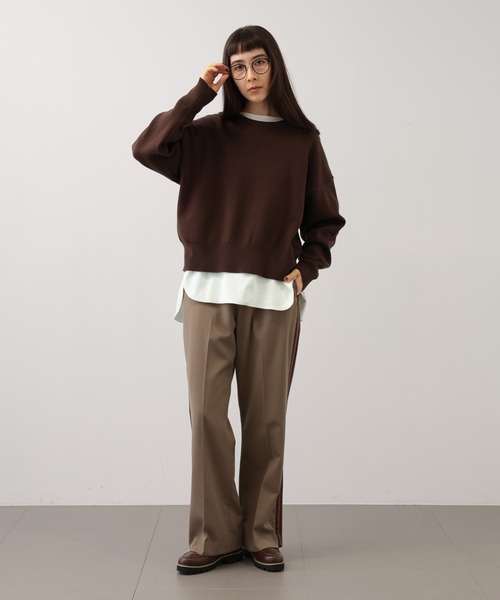 saloon（サルーン）の「SALOON(サルーン)/ライントラウザーパンツ【手洗い可】（スラックス・レディース・グレー/ベージュ/ネイビー・MEDIUM/SMALL）」の22枚目の写真