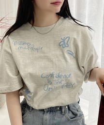 落書き プリント 半袖Tシャツ