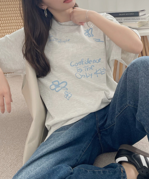 Ada.（エイダ）の「落書き プリント 半袖Ｔシャツ（Tシャツ/カットソー・レディース・ホワイト/オートミール・FREE）」の12枚目の写真
