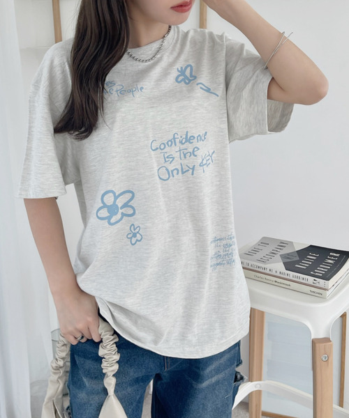 Ada.（エイダ）の「落書き プリント 半袖Ｔシャツ（Tシャツ/カットソー・レディース・ホワイト/オートミール・FREE）」の13枚目の写真