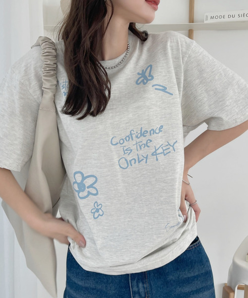 Ada.（エイダ）の「落書き プリント 半袖Ｔシャツ（Tシャツ/カットソー・レディース・ホワイト/オートミール・FREE）」の7枚目の写真