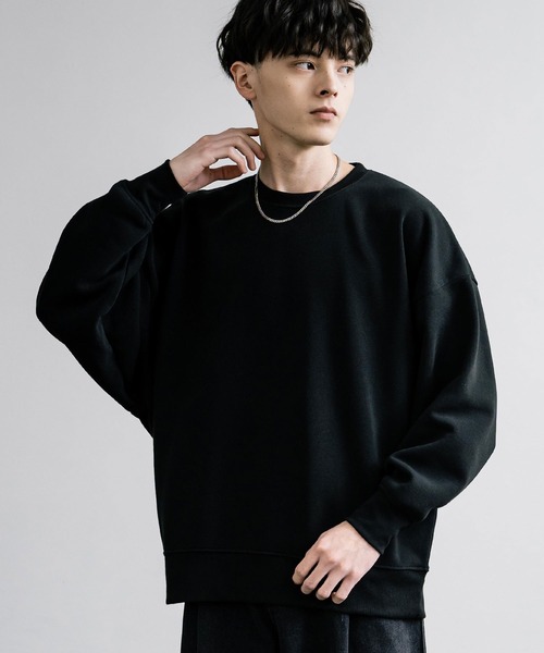 Rocky Monroe（ロッキーモンロー）の「オーバーサイズ裏起毛綿タッチドルマンクルーネックトレーナー（スウェット・メンズ・杢グレー/グレイッシュベージュ/ブラック/チャコールグレー・L/XL/M）」の3枚目の写真
