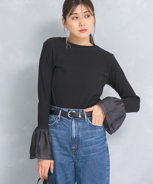 tシャツ フレアスリーブドッキングプルオーバー レディース セール】フレアスリーブドッキングプルオーバー（Tシャツ